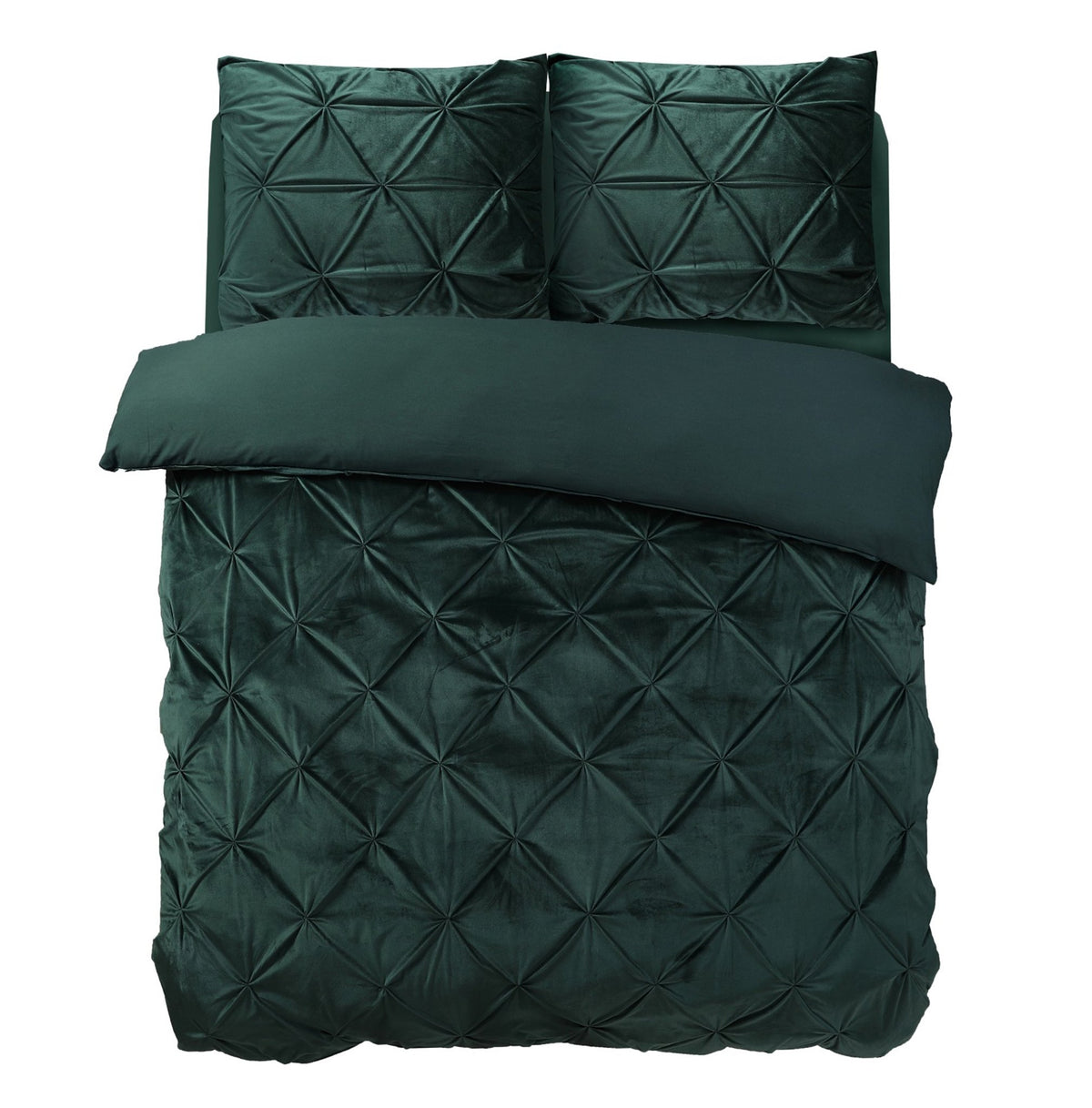 Velvet Dekbedovertrek Groen – Pintuck – Fluweelzacht met Kussenslopen – Sleeptime - Dromen & Wonen