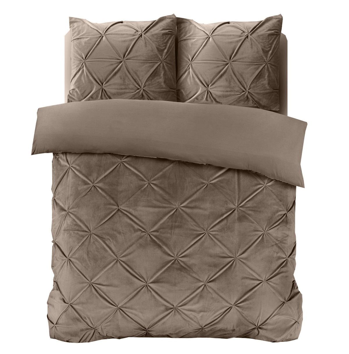 Velvet Dekbedovertrek Taupe – Pintuck – Fluweelzacht met Kussenslopen – Sleeptime - Dromen & Wonen