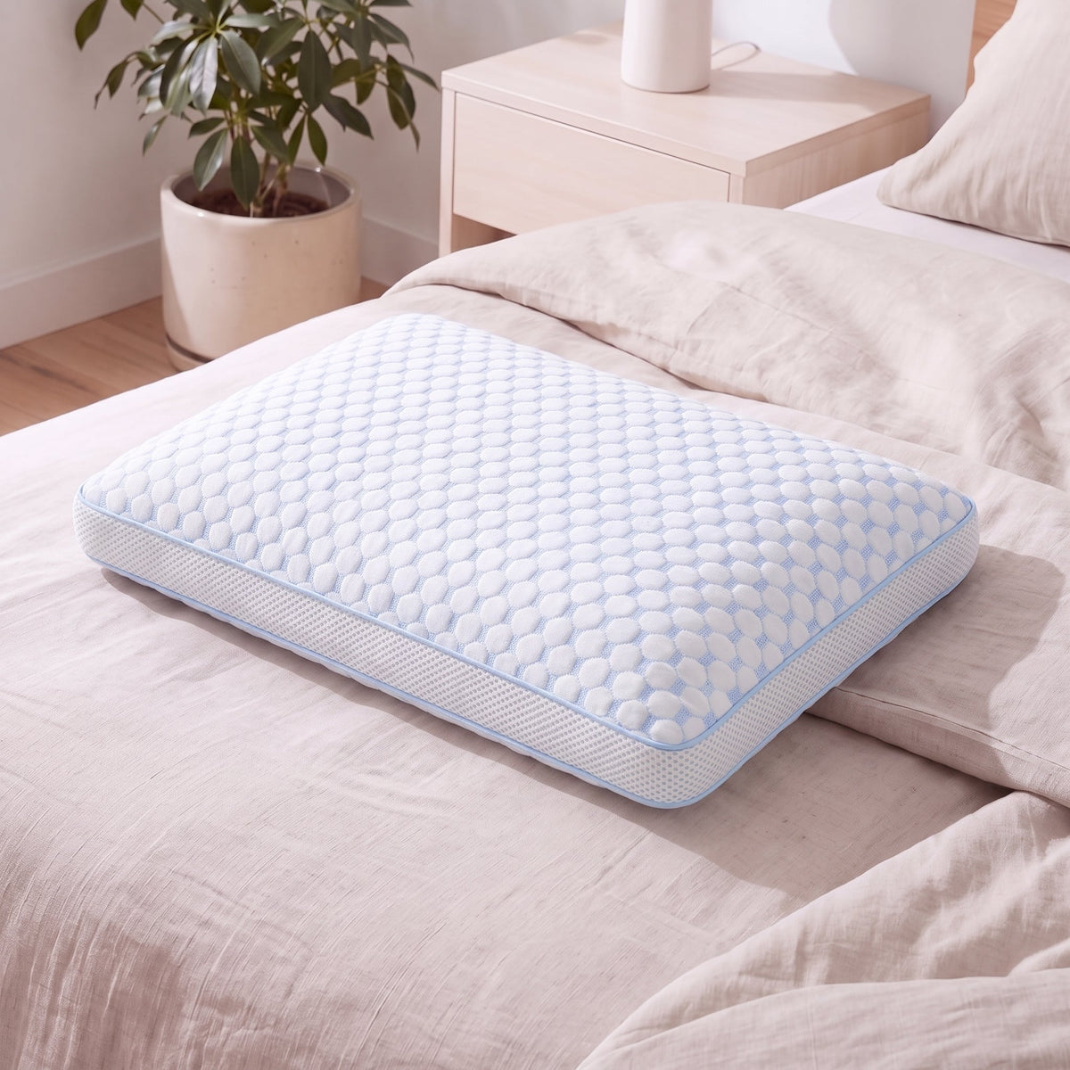 Verkoelend Hoofdkussen 50x70 cm – Memory Foam & 3D Air Mesh – Wit – Dreamhouse Nanotech - Dromen & Wonen