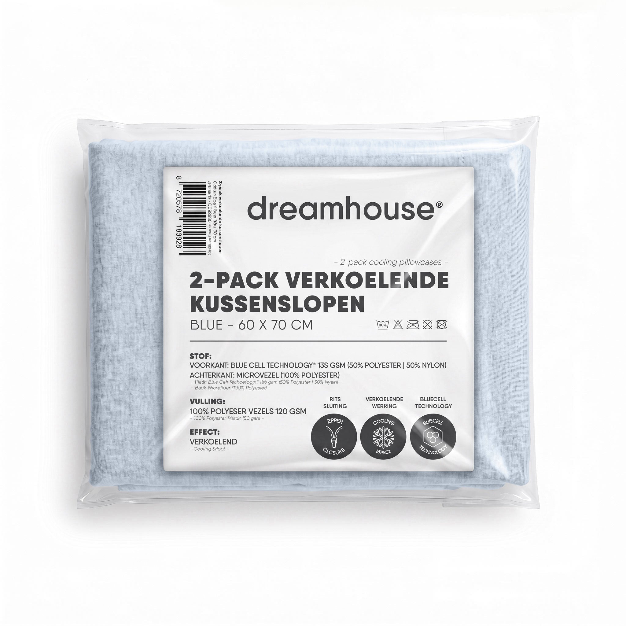 Verkoelende Kussenslopen 2-Pack – Bluecell Cooling – Blauw – Dreamhouse - Dromen & Wonen