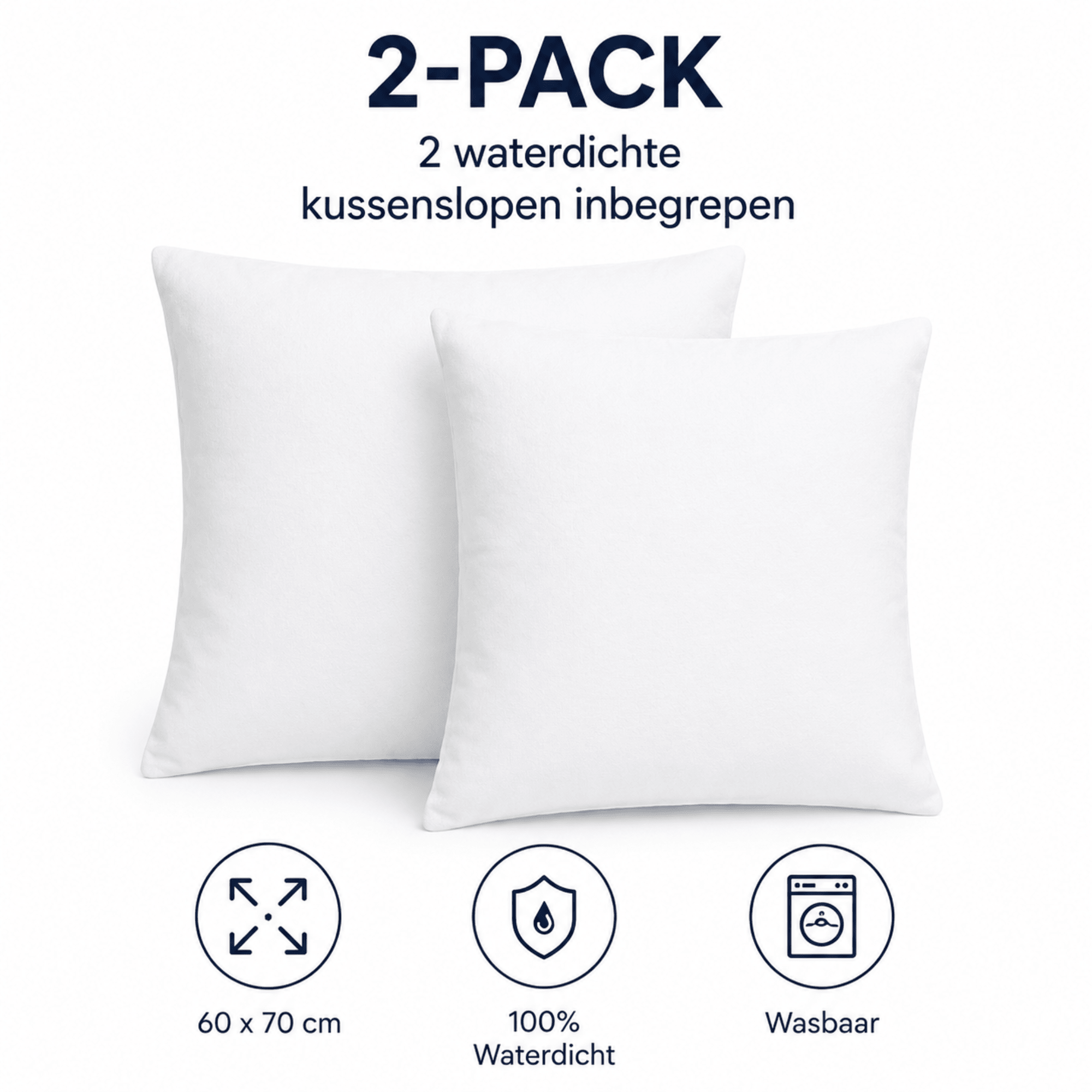 Waterdichte Kussenslopen 2 - Pack – Katoen Comfort – Dreamhouse - Dromen & Wonen