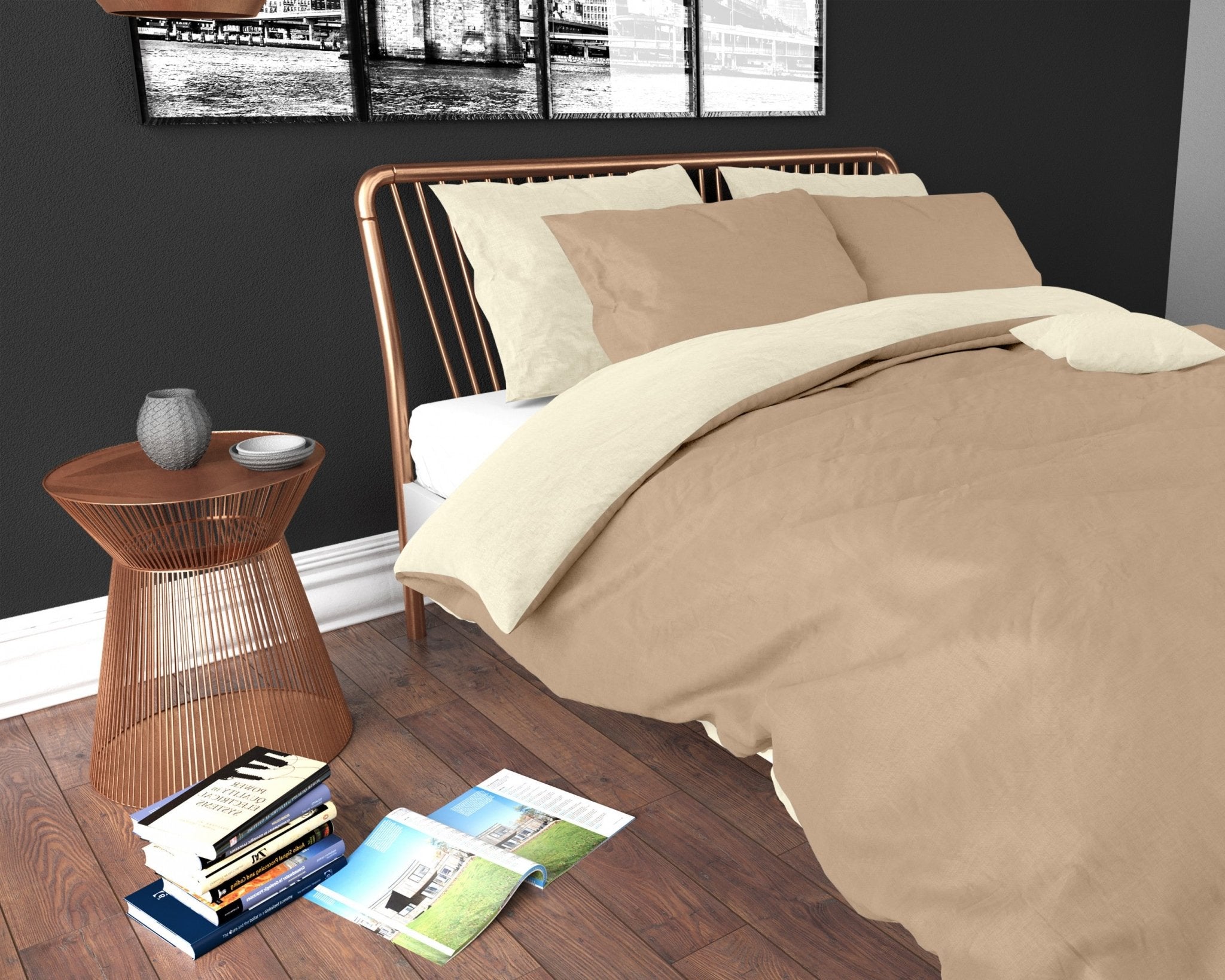 Zensation Twee Kleuren Creme/Taupe Dekbedovertrek - Dromen & Wonen