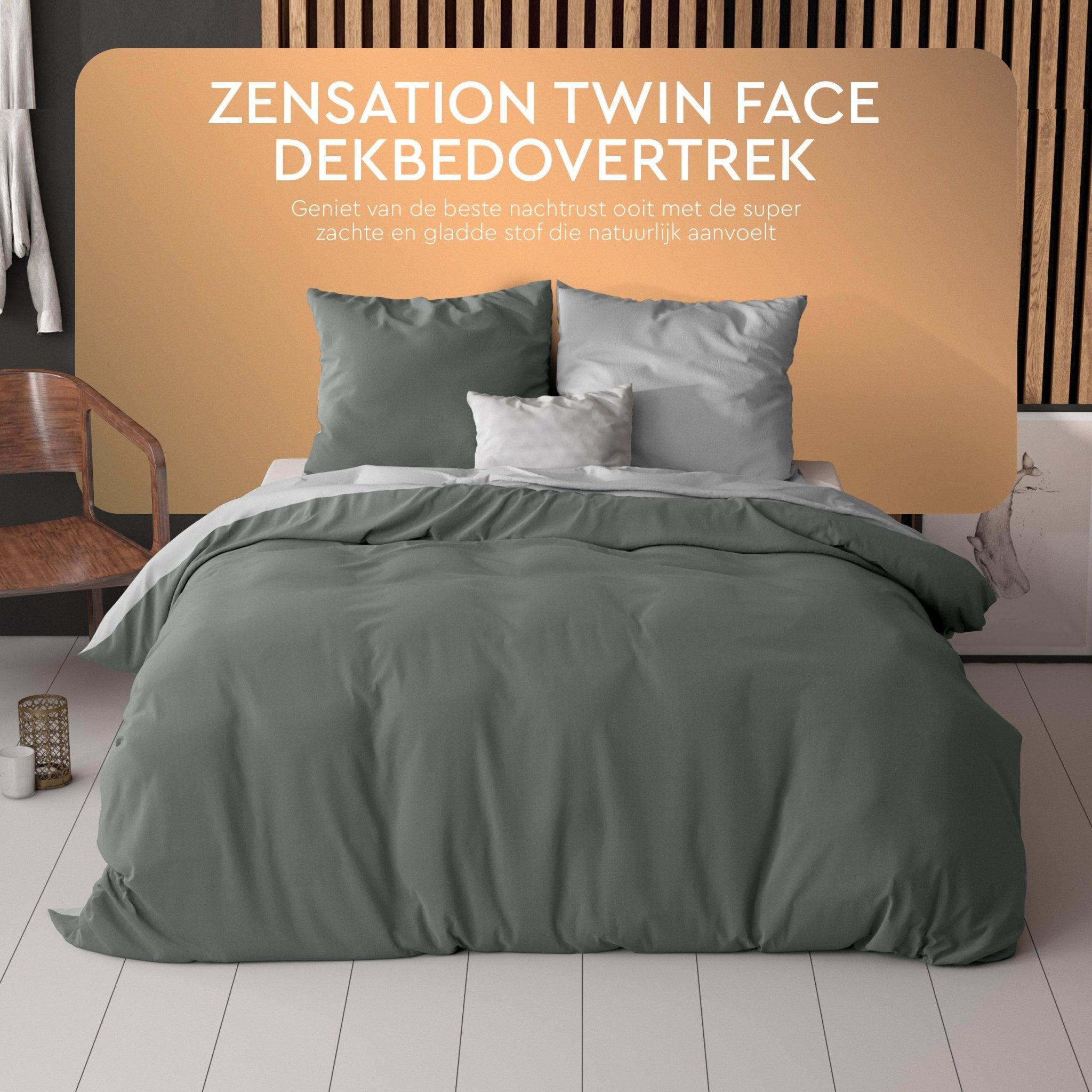 Zensation Twee Kleuren Grijs/Antraciet Dekbedovertrek - Dromen & Wonen