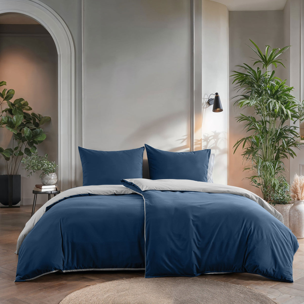 Zensation Twee Kleuren Navy/Wit Dekbedovertrek - Dromen & Wonen