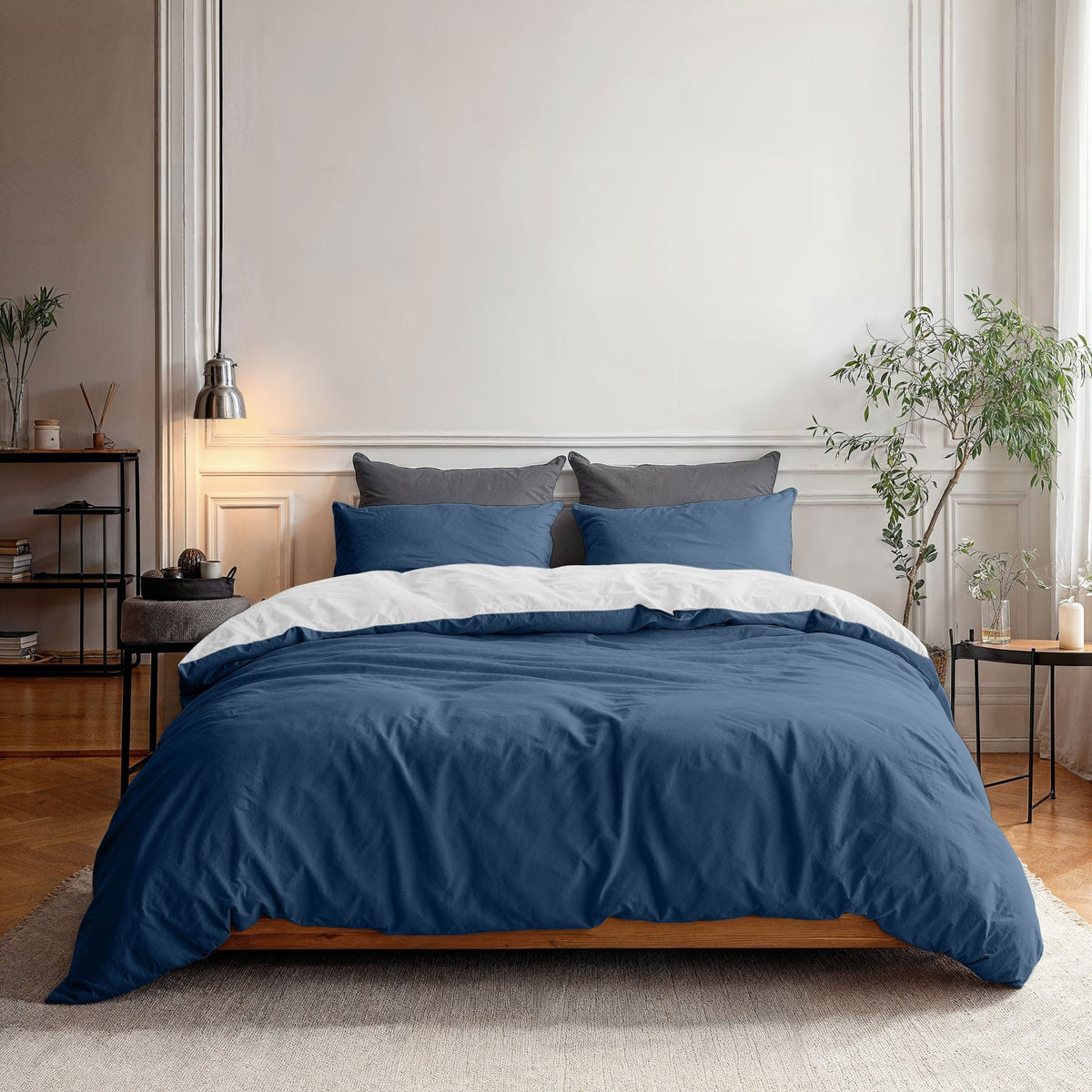 Zensation Twee Kleuren Navy/Wit Dekbedovertrek - Dromen & Wonen